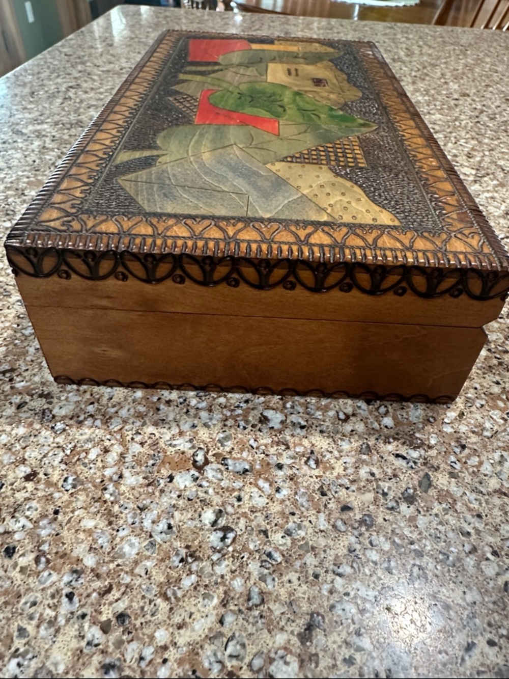 Handcrafted Wood Decorative Box with Colorful Inlay - Picture 9 of 15